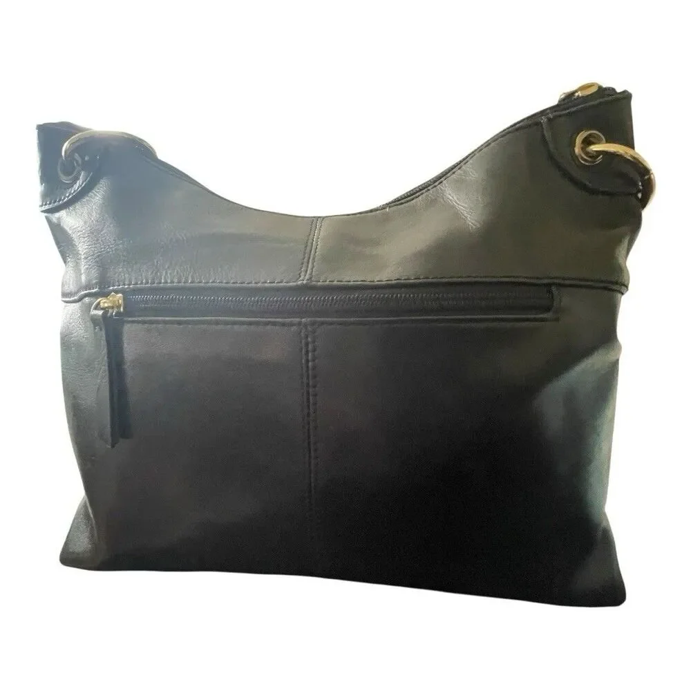 Tignanello Black Leather Shoulder Bucket Bag 12.5”{L}X9.5{H}X4.5”{W} Purse Work - Picture 3 of 13